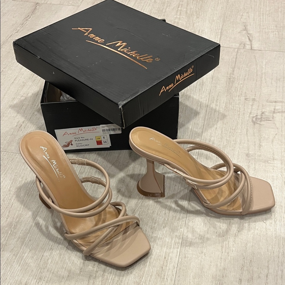 Anne Michelle Beige Strappy Heels
